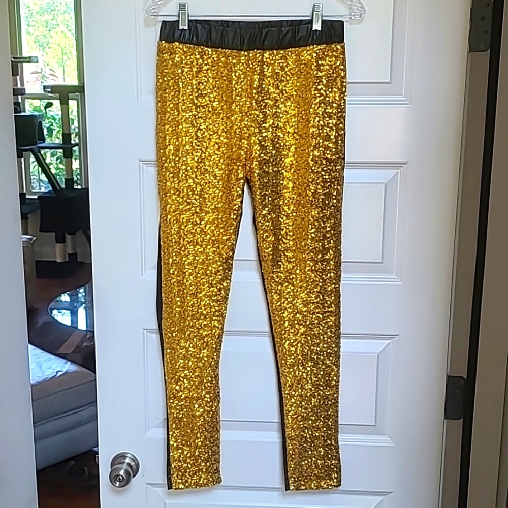 Gold sequin party slacks